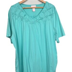 Women's Nightgown Sleep Dress Pajamas Short Sleeve Pockets 2X (22/24) Serenada